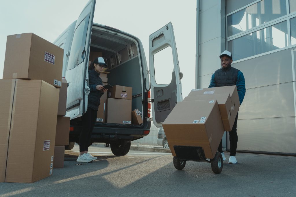 unloading freight from van