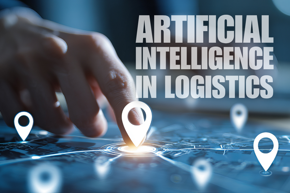 a person pointing at a supply chain map using artificial intelligence